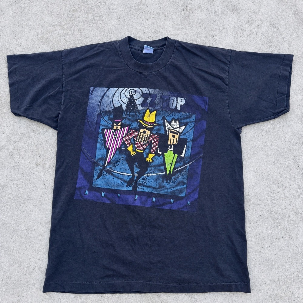 Vintage 1994 ZZ Top Antenna World Tour T-Shirt L Black Single Stitch USA 90s